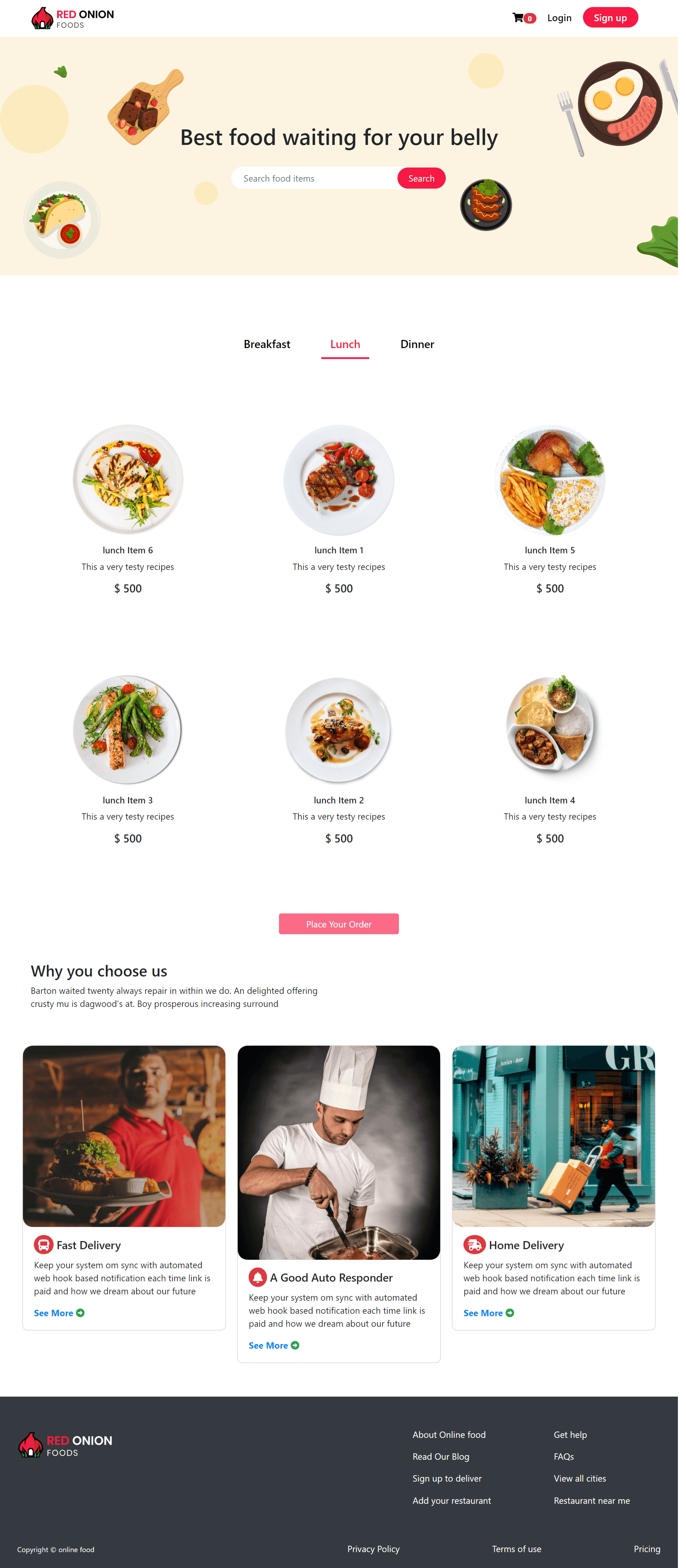 Red Onion Foods project screenshot